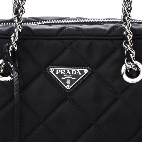 PRADA Nylon Tessuto Impuntu Quilted Tote Black